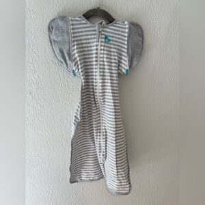 Love to Dream Gray and White Striped Transition Swaddle